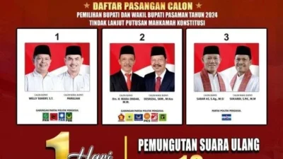 Tiga Pasangan Calon Berebut Kursi Bupati, Hasil Real Count PSU Pilkada Kabupaten Pasaman, Sumbar
