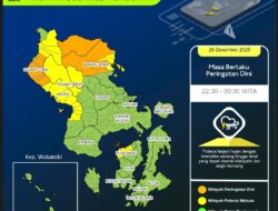 Update BMKG Sultra: Hujan Lebat Disertai Petir Berpotensi Landa Sejumlah Wilayah Hingga Dini Hari