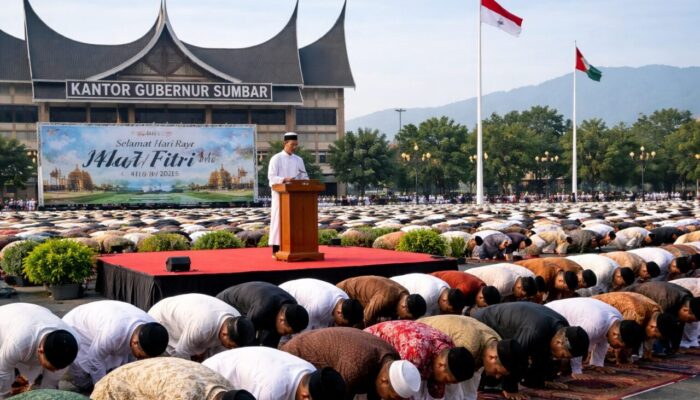 Pemprov Sumbar Gelar Salat Idul Fitri 2026 di Halaman Kantor Gubernur, Ikuti Hasil Sidang Isbat
